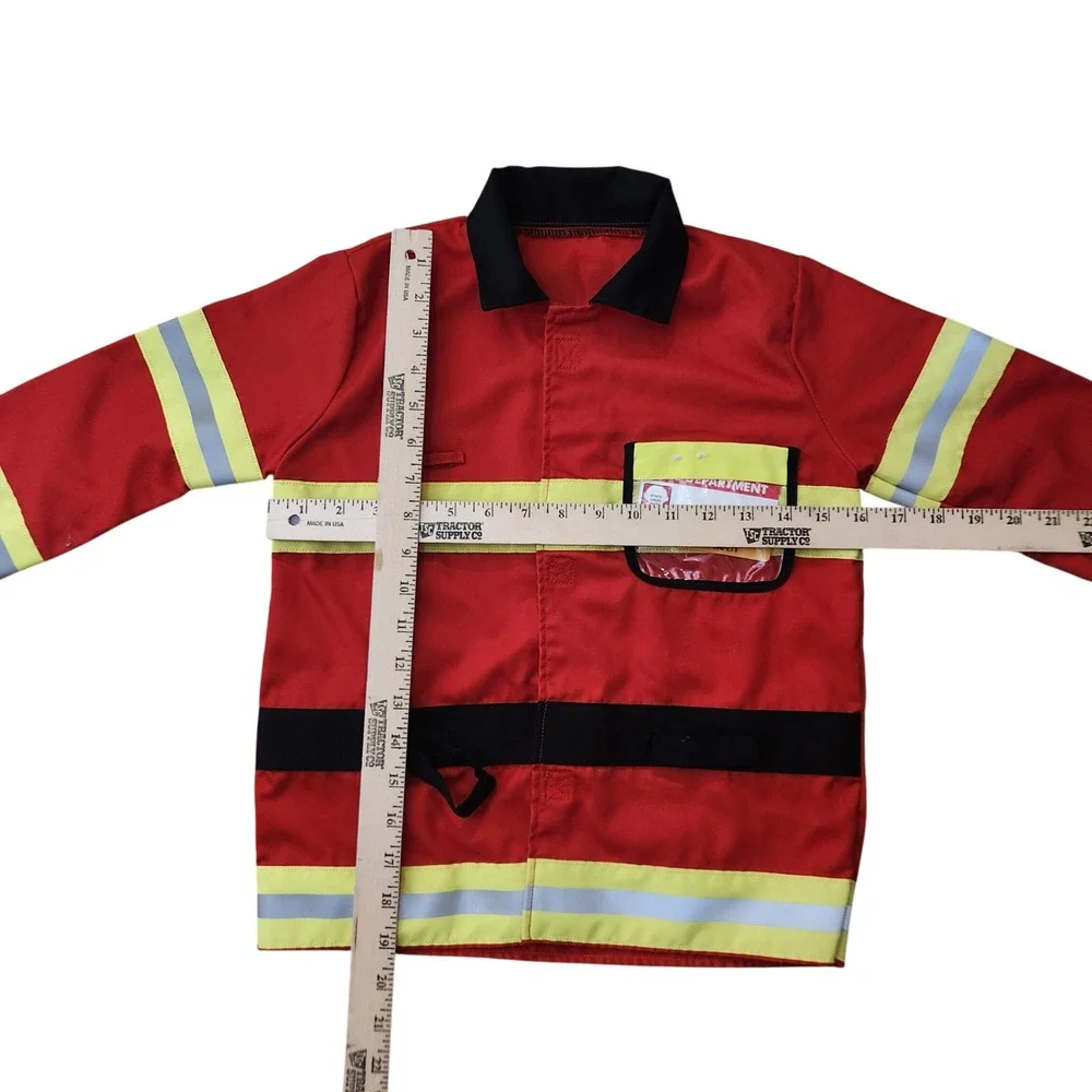 Melissa & Doug Fire Chief Costume Jacket Red Kids Ages 3-6 Reflective 4834
